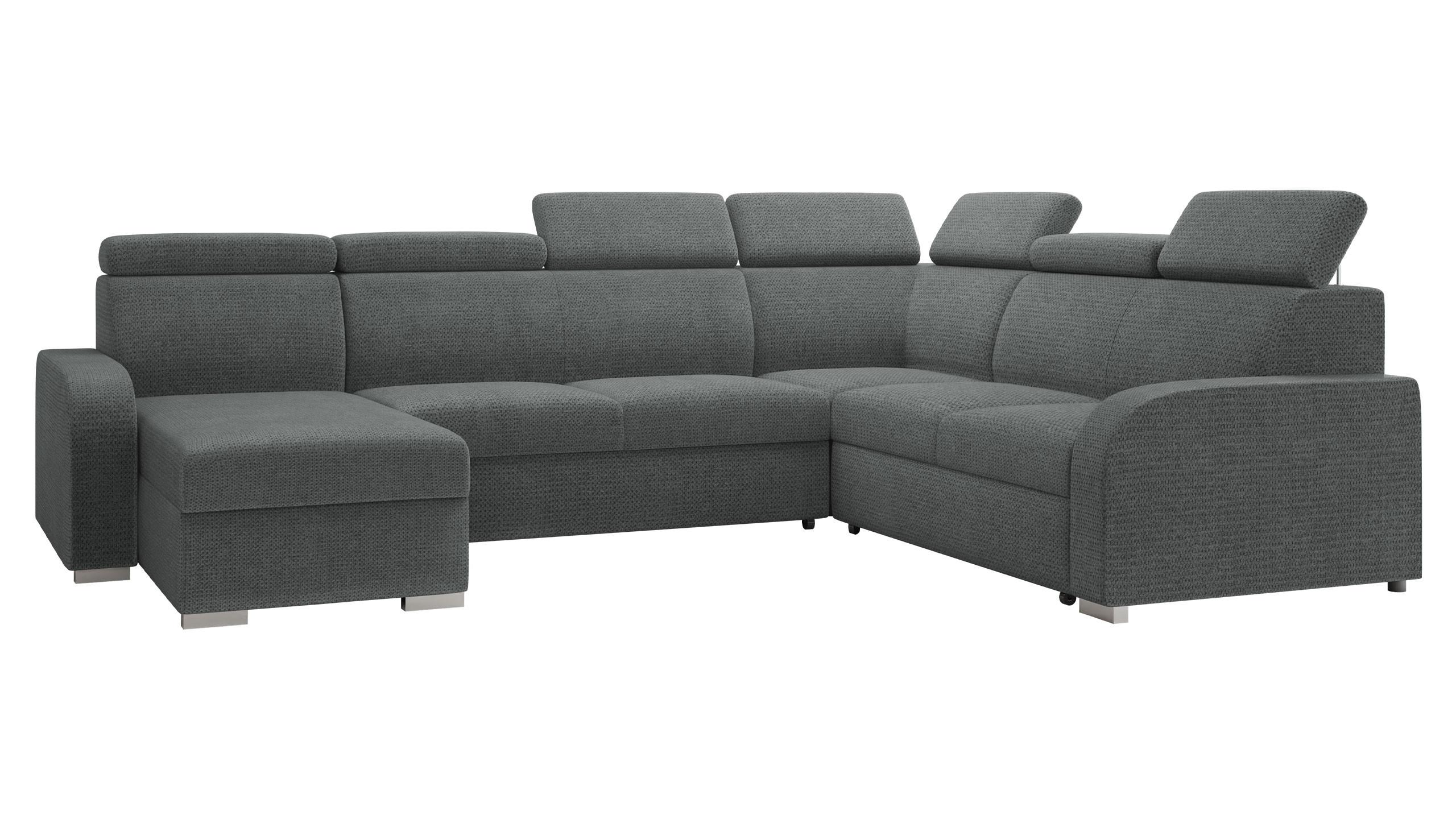 WOHNLANDSCHAFT Oslo 2rR2pLC - Dunkelgrau/Silberfarben, Holz/Kunststoff (315/85/250cm) - MIRJAN24