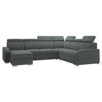 WOHNLANDSCHAFT Oslo 2rR2pLC - Dunkelgrau/Silberfarben, Holz/Kunststoff (315/85/250cm) - MIRJAN24
