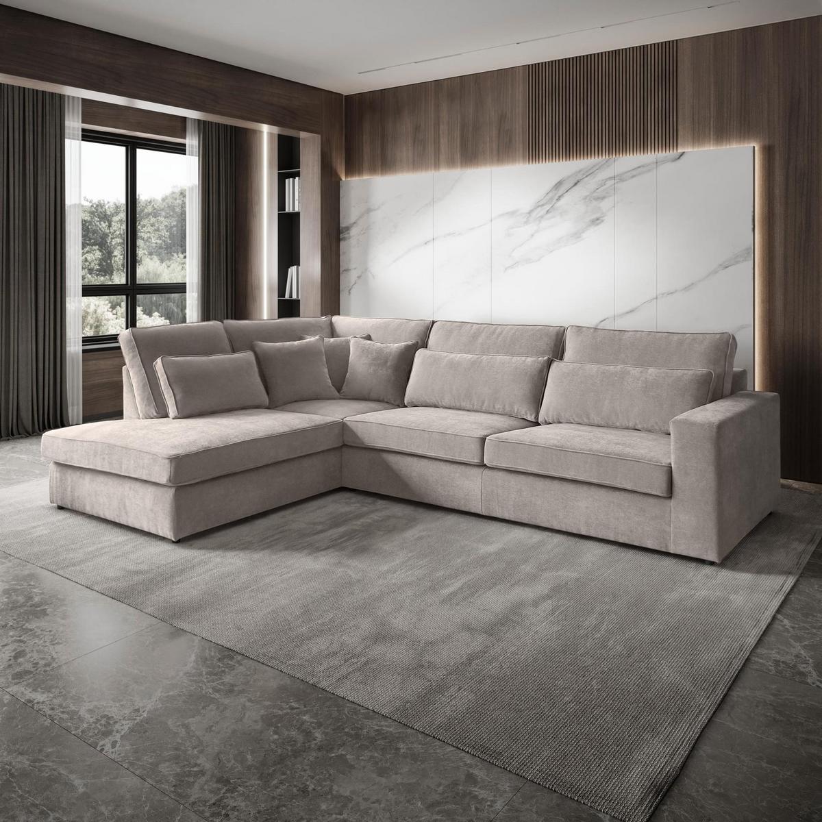 ECKSOFA Parma ohne Schlaffunktion cappuccino links - Schwarz/Cappuccino, Textil (314/224cm) - Beautysofa