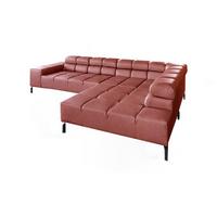 ECKSOFA NELSON Rot Leder - Rot/Schwarz, Leder/Metall (321/216cm) - KAWOLA
