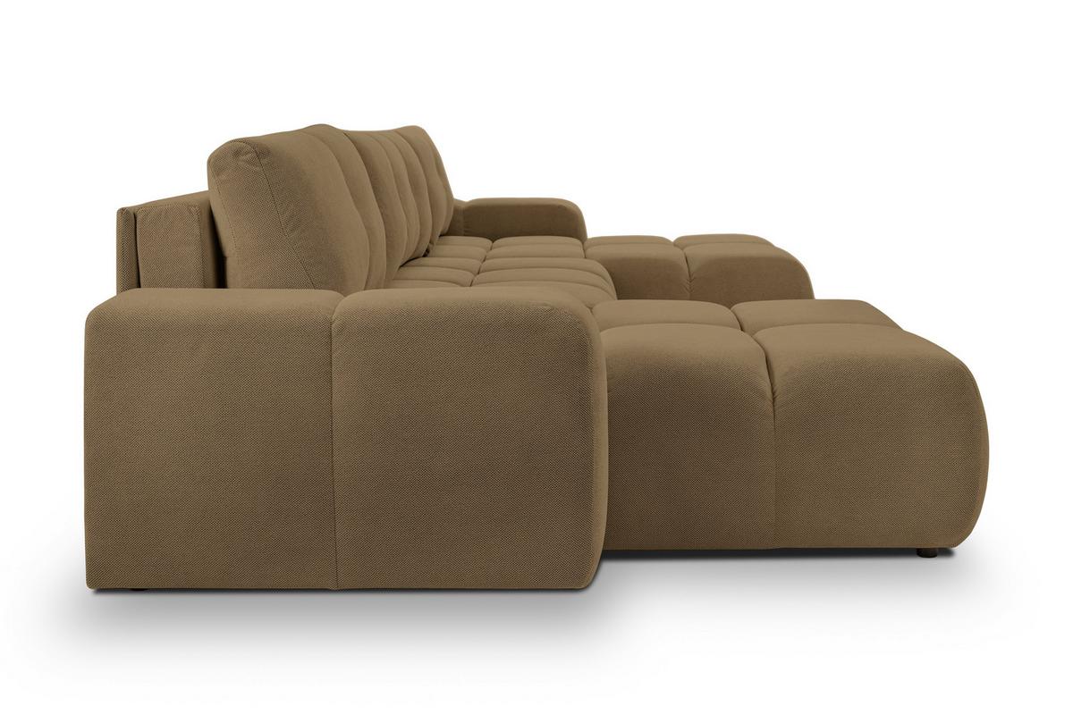 WOHNLANDSCHAFT DUCA U Beige Jersey mit Schlaffunktion - Beige, Holz (359/88/177cm) - MASSENO