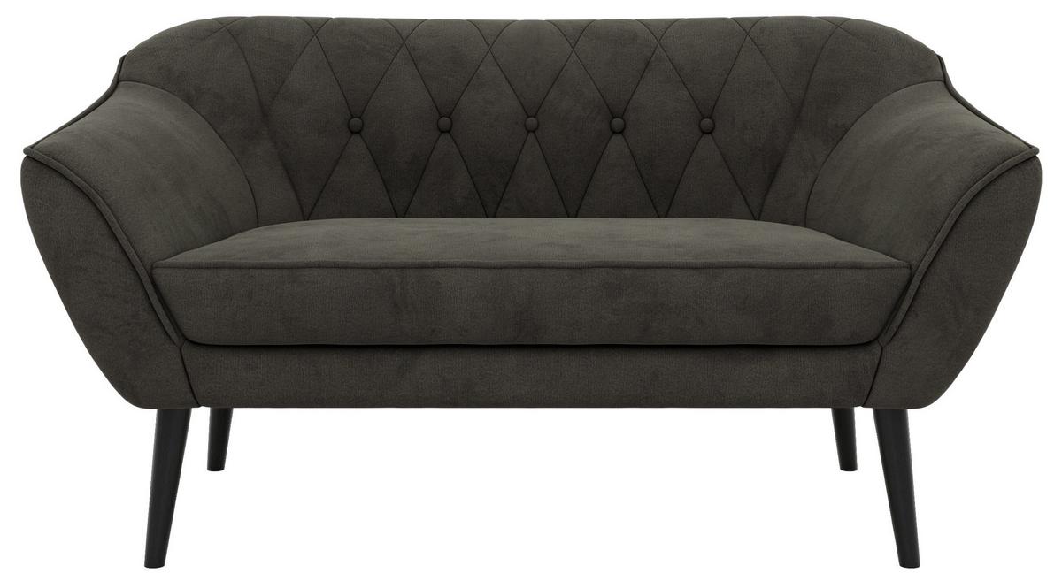 2-SITZER-SOFA PIRS - Dunkelgrau Velvet - Schwarze Beine - Dunkelgrau/Schwarz, Holzwerkstoff/Textil (140/75/74cm) - MKS