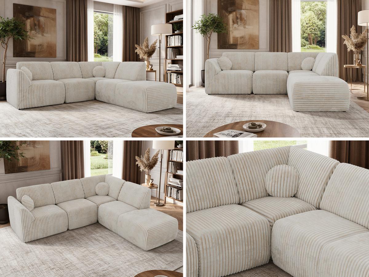 ECKSOFA NOARA 5M L Beige Cord - Rechts - Beige/Schwarz, Kunststoff/Textil (267/244cm) - MKS
