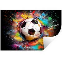 WANDTATTOO Fußball - Farbe - Farben - Schwarz - Weiß Deko Wohnzimmer 60x40 cm - Weiß, Kunststoff (60/40/0.1cm) - MuchoWow