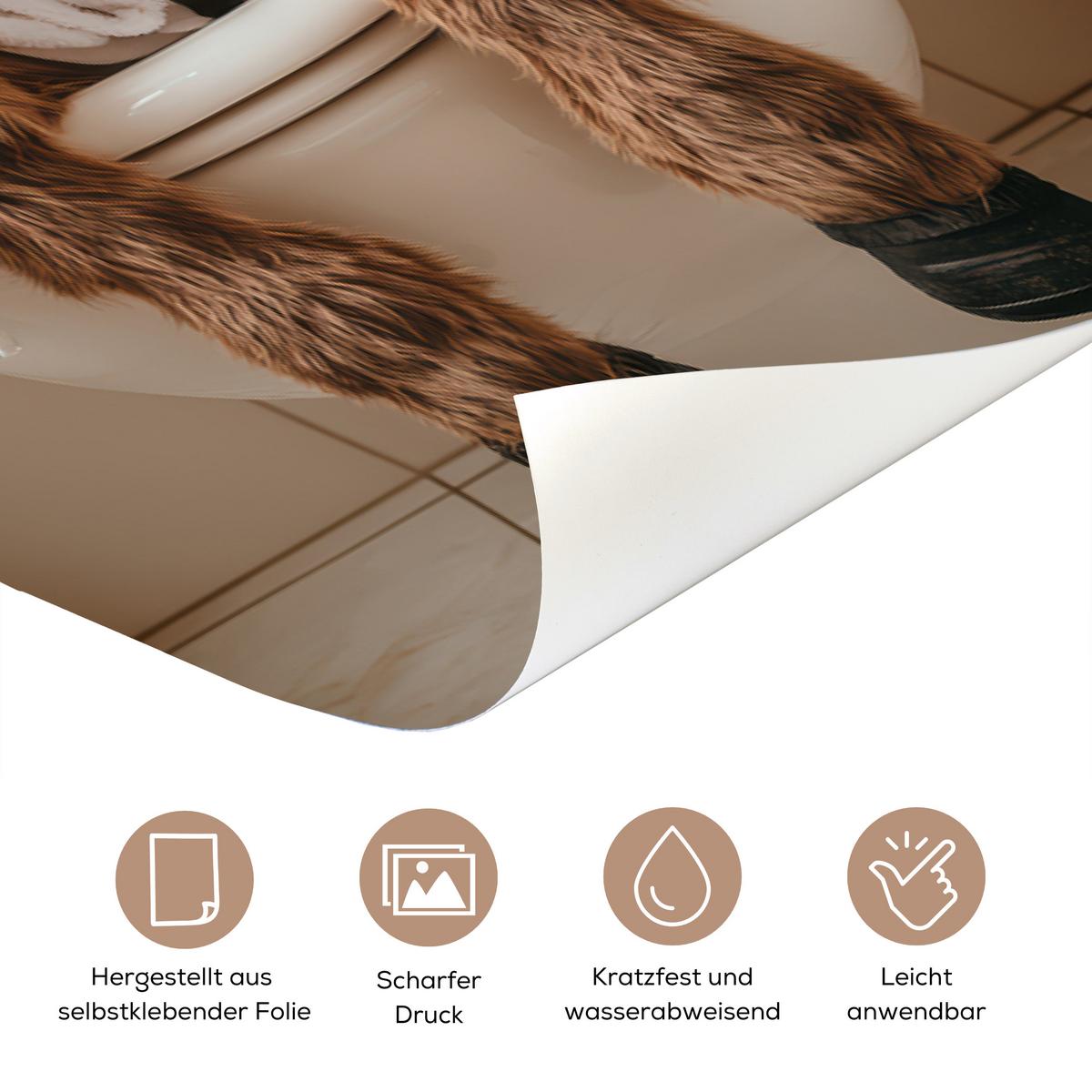 TÜRAUFKLEBER Esel - WC - Lustig - Bademantel - Tier Deko Wohnzimmer 95x235 cm - Türtapete - Beige, Kunststoff (95/0.1/235cm) - MuchoWow