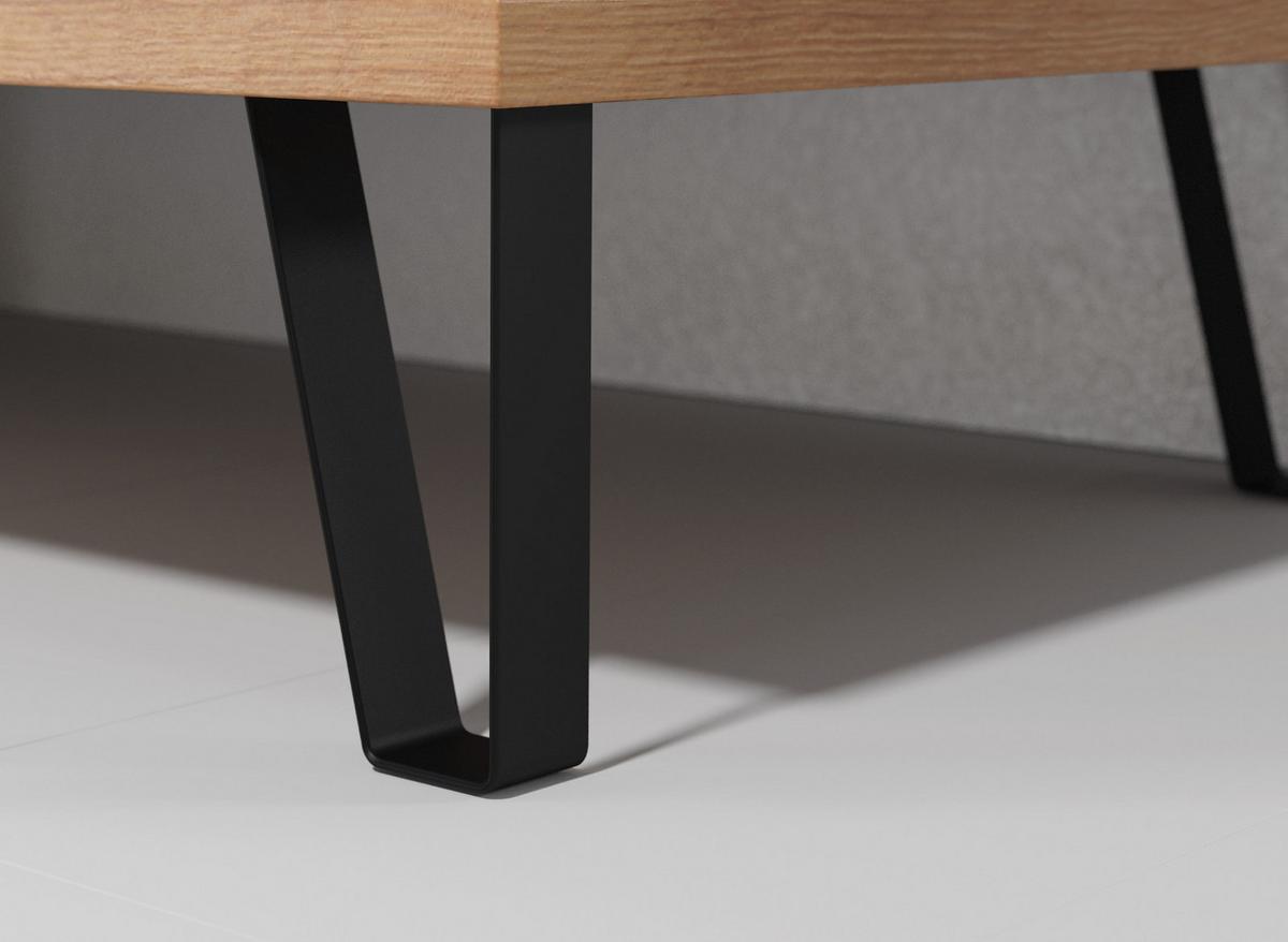 COUCHTISCH weiß matt, Eiche Artisan 110 cm, Beistelltisch mit 2 x Schubkasten - Eichefarben/Schwarz, Holzwerkstoff/Kunststoff (60/110/37cm) - Top.Furn