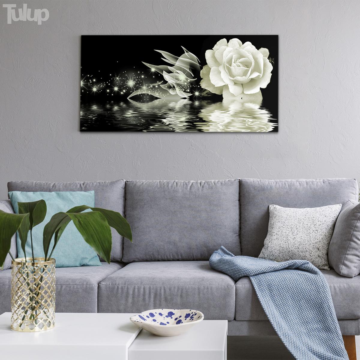 GLASBILD 140x70 cm Die Rose - Schwarz, Glas (140/70cm) - TULUP