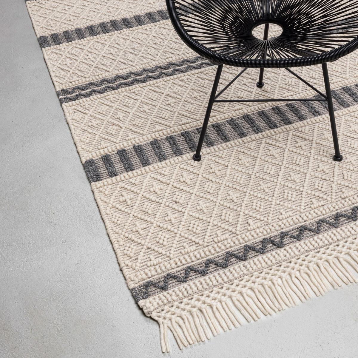 FALCHWEBETEPPICH Macrame Style, beige/schwarz 90x160 cm - Naturfarben, Textil (90/160cm) - Rug and Roll