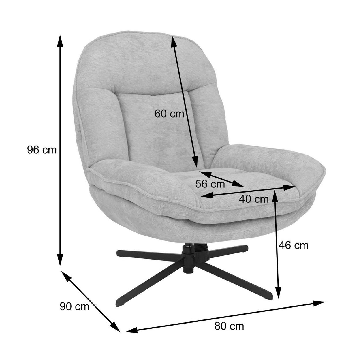 RELAXSESSEL MIT HOCKER Grau - Grau, Textil (80/96/90cm) - MCW