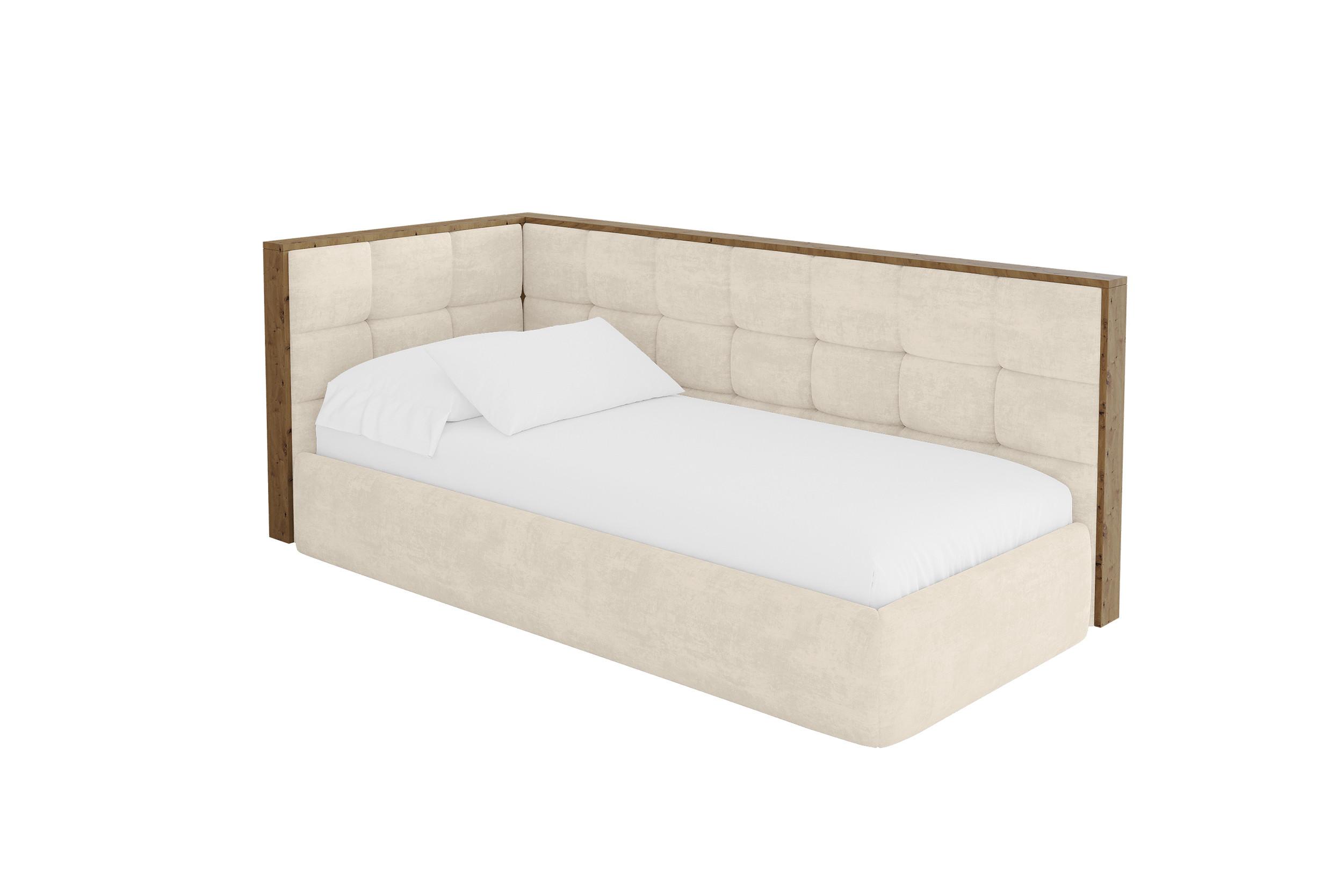 EINZELLBETT Jugendbett mit Bettkasten, Rechts - SOVY 100x200 Beige - Naturfarben, Holzwerkstoff/Textil (100/200cm) - ALTDECOR