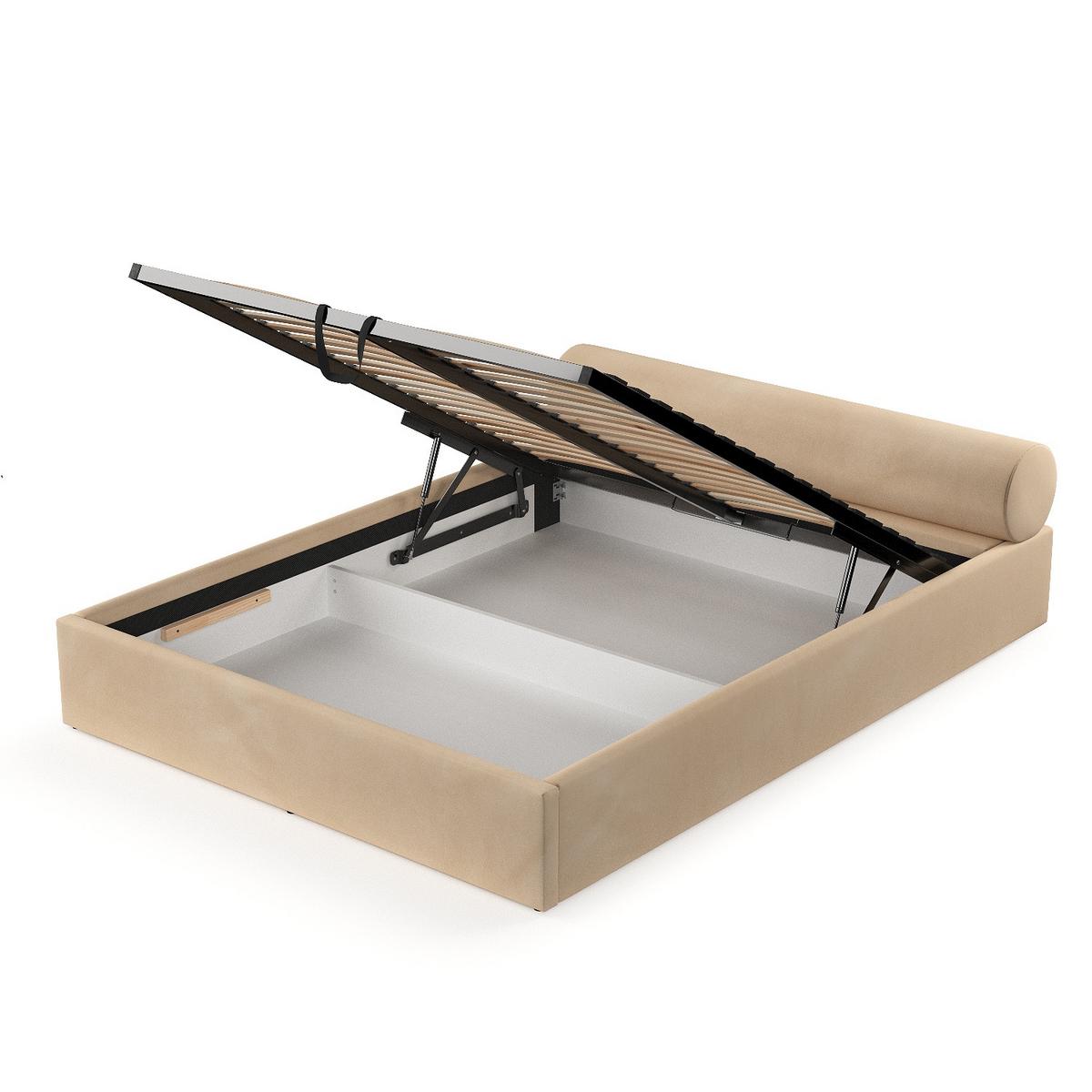 POLSTERBETT Solvo mit Stauraum 200/200 cm Hellbeige im Kronos Stoff - Beige/Schwarz, Holz/Holzwerkstoff (200/200cm) - AltaBeds