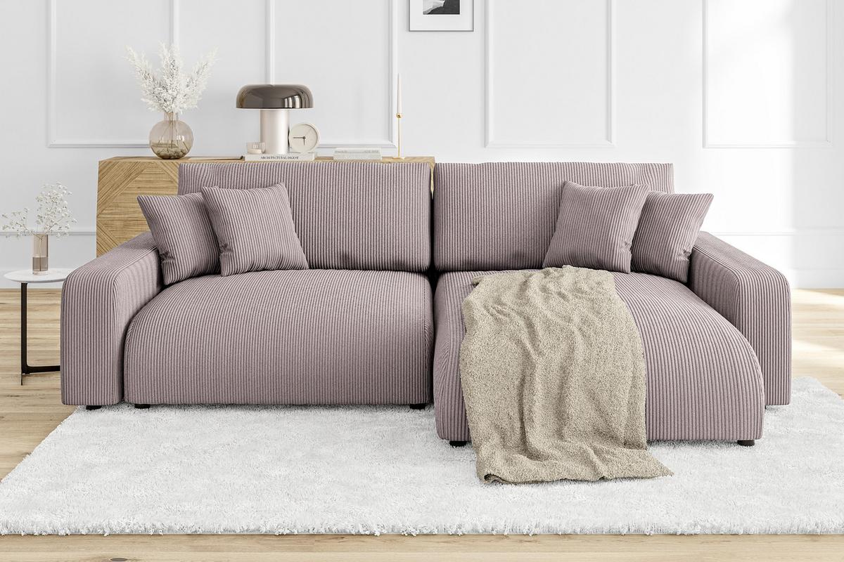 ECKSOFA Emma Puderrosa Cord - Ottomane rechts - Pink, Textil (234/170cm) - S-Style Möbel