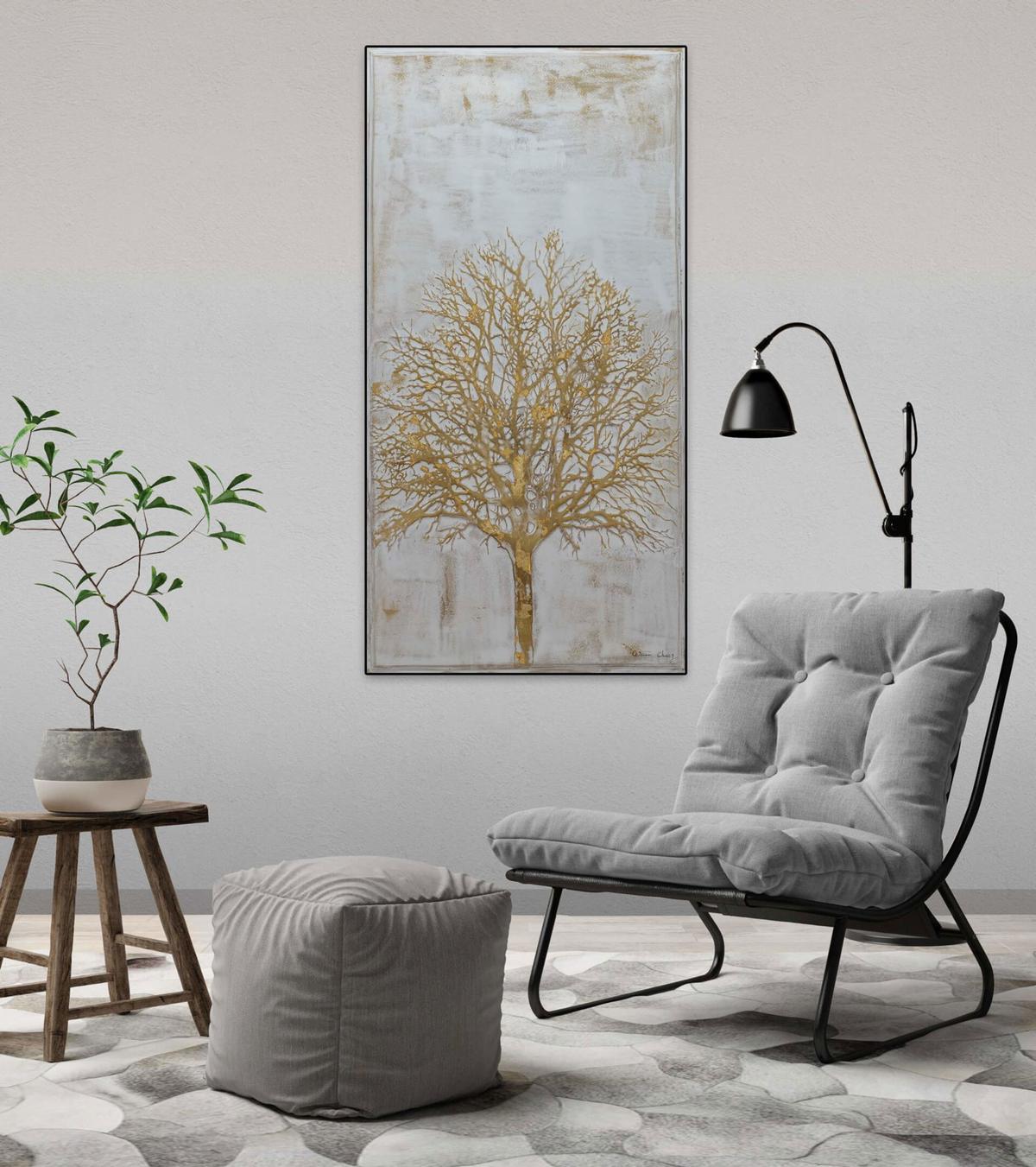 ACRYLBILD HANDGEMALT 60/120 cm - Grau, Holz/Textil (60/120cm) - KUNSTLOFT