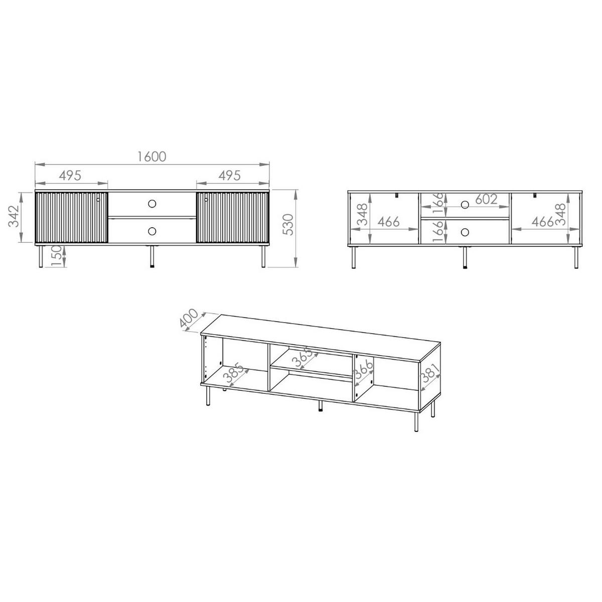 TV-LOWBOARD Caletto Beige 160 cm - Beige/Goldfarben, Holzwerkstoff/Metall (160/53/40cm) - Selsey