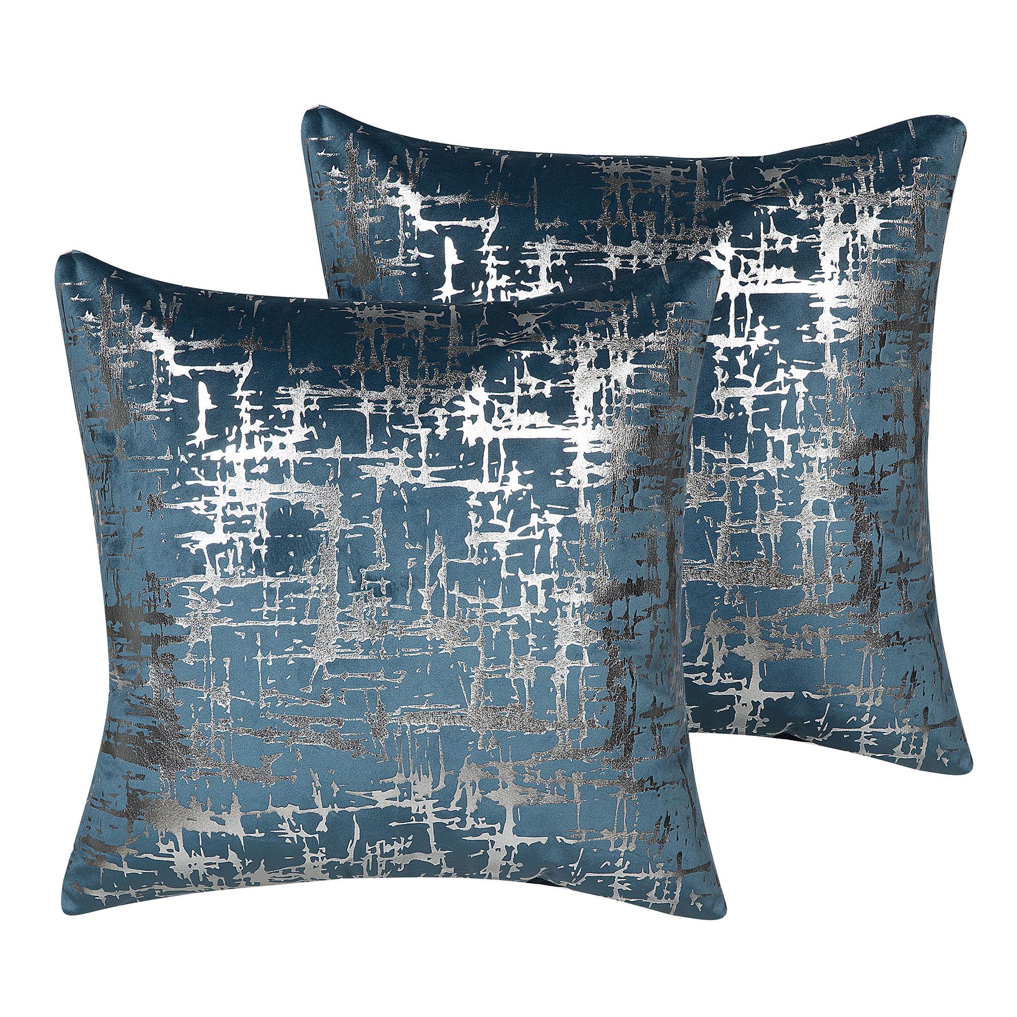 DEKOKISSEN 2er-Set Blau 45/45 cm Gardenia - Blau, Textil (45/45cm) - Beliani