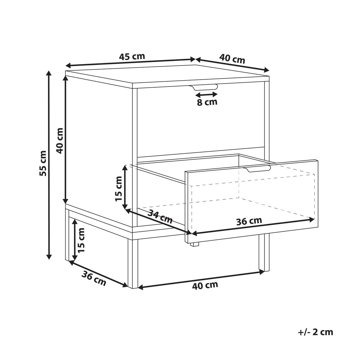 NACHTTISCH mit 2 Schubladen Weiß Adelaide - Weiß, Holzwerkstoff (40/45/55cm) - Beliani