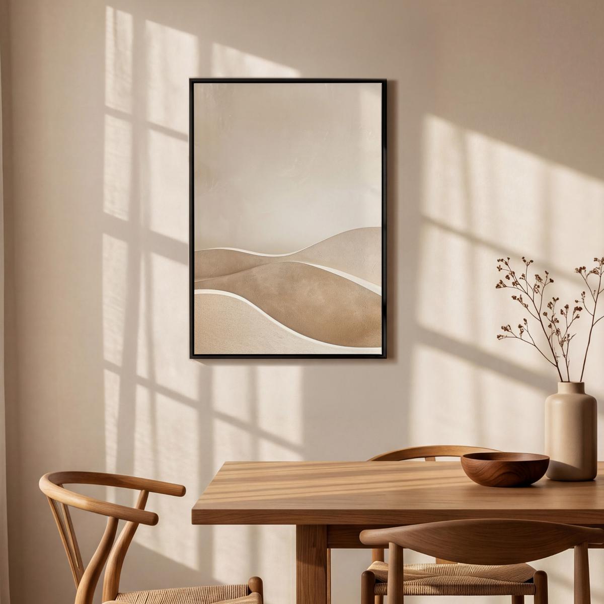 LEINWAND Bilder mit Rahmen - Beige - Natur - Abstrakt - Modern - 60x90 - Beige, Textil (60/90cm) - MuchoWow