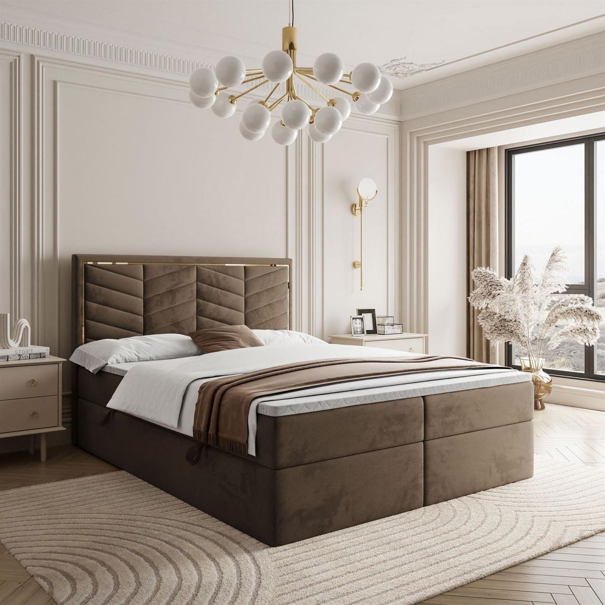 KONTINENTALBETT AURORA 180x200 mit Bettkasten Royal Velvet 196 - Braun, Textil (180/200cm) - Lookway
