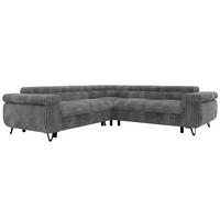 ECKSOFA QUADRO L - Grau Cord - Rechts Seite - Schwarz/Grau, Textil/Metall (269/269cm) - MKS