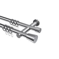 GARDINENSTANGE Platon Sitra 260 cm (geteilt in 2 x 130 cm), 2-läufig, 20 mm Ø Chrom - Chromfarben, Metall (260cm) - INTERDECO