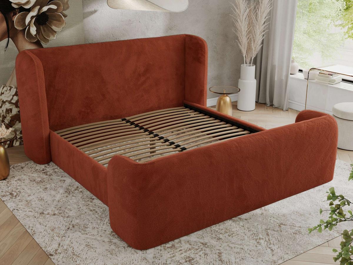 POLSTERBETT EMORA CLASSIC DUO 160/200 - Orange Plüsch - Multipocket-Matratze - Orange, Textil (160/200cm) - MKS