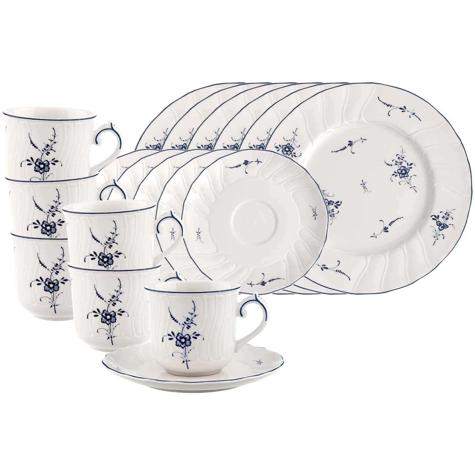 KAFFEESERVICE Vieux Luxembourg weiß-blau 18-tlg. - Blau/Weiß, Keramik (2/2/2cm) - Villeroy & Boch
