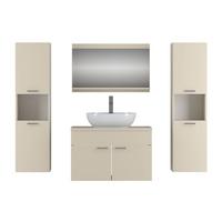 BADMÖBEL-SET LUMIRE III Kaschmir Matt mit Spiegel - Beige, Holzwerkstoff (80/52/46cm) - Lookway