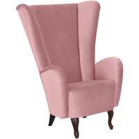 HOCHLEHNSESSEL Kailey Bezug Samtvelours Buche nussbaum dunkel / rosé - Rosa, Kunststoff (96/122/89cm) - 58aufmkessel