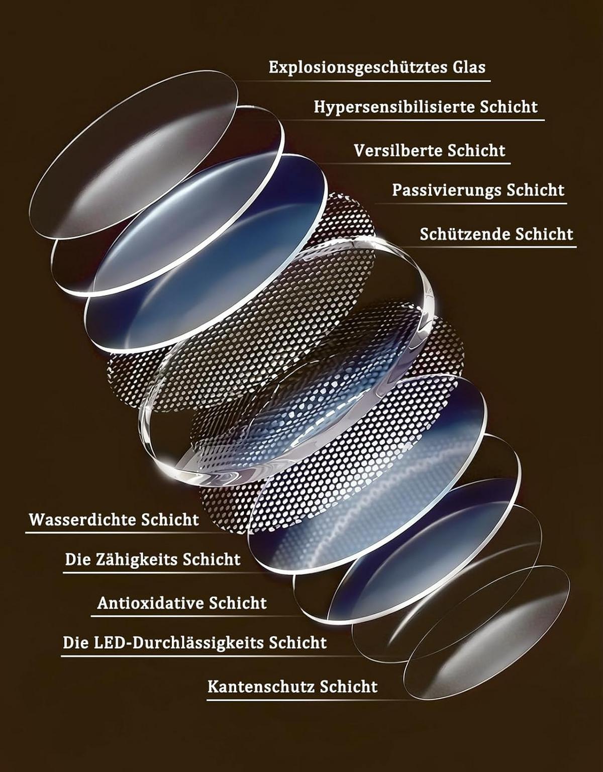 BADSPIEGEL mit Beleuchtung Kerenor 3/50/70 cm - Weiß, Glas (50/70/3cm) - ZMH