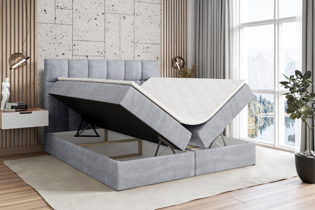 BOXBETT mit H3-Matratze und Lattenrost - RICAR - 140x200 Hellgrau - Hellgrau, Holzwerkstoff (140/200cm) - ALTDECOR