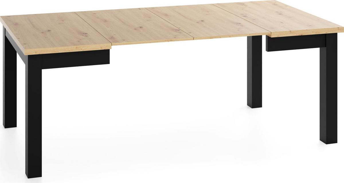 ESSTISCH Toren ausziehbar verlängerbar quadratisch, Eiche Artisan Hellbraun 100-200/100/76.5 cm - Schwarz/Eiche Artisan, Holz/Holzwerkstoff (100/200/76.5cm) - WFL GROUP