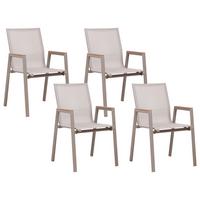 GARTENSTUHL 4er Set Heller Holzfarbton Tiano - Hellbraun/Grau, Metall (56/90/56cm) - Beliani