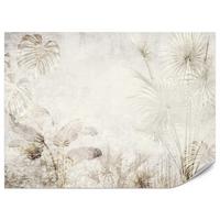 FOTOTAPETE für Wohnzimmer Tropisch Vintage Palmenblätter Beton 200x140 - Beige/Creme, Papier (200/140cm) - Muralo