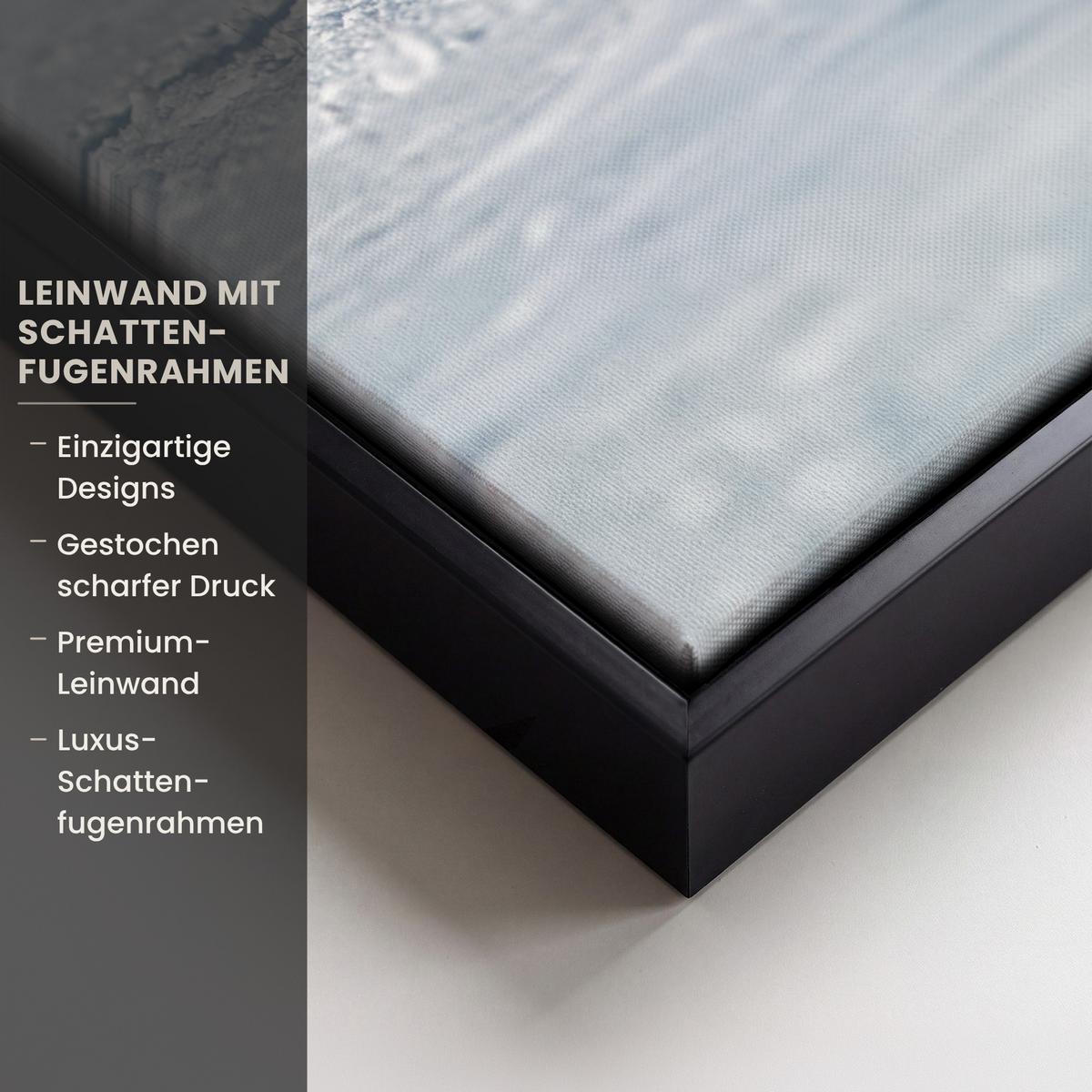 LEINWAND Bilder mit Rahmen - Pferde - Winter - Tiere - Natur - Schnee - 50x70 - Anthrazit, Textil (50/70cm) - MuchoWow