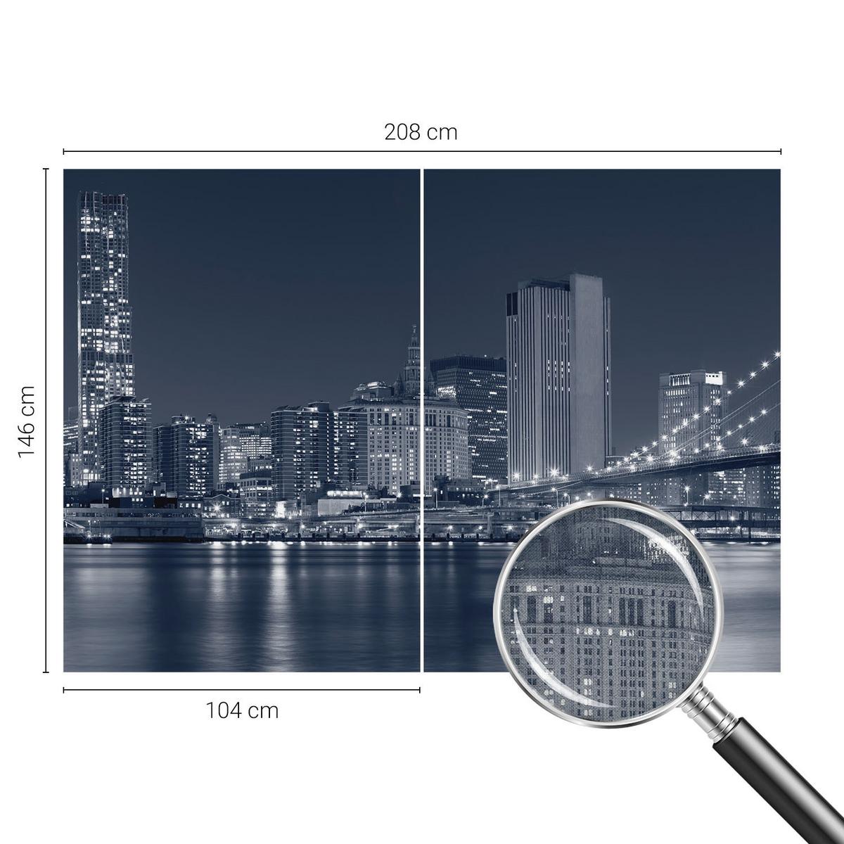 FOTOTAPETE 208x146 cm - Nachtstadt - Schwarz, Textil (208/146cm) - Wallfluent