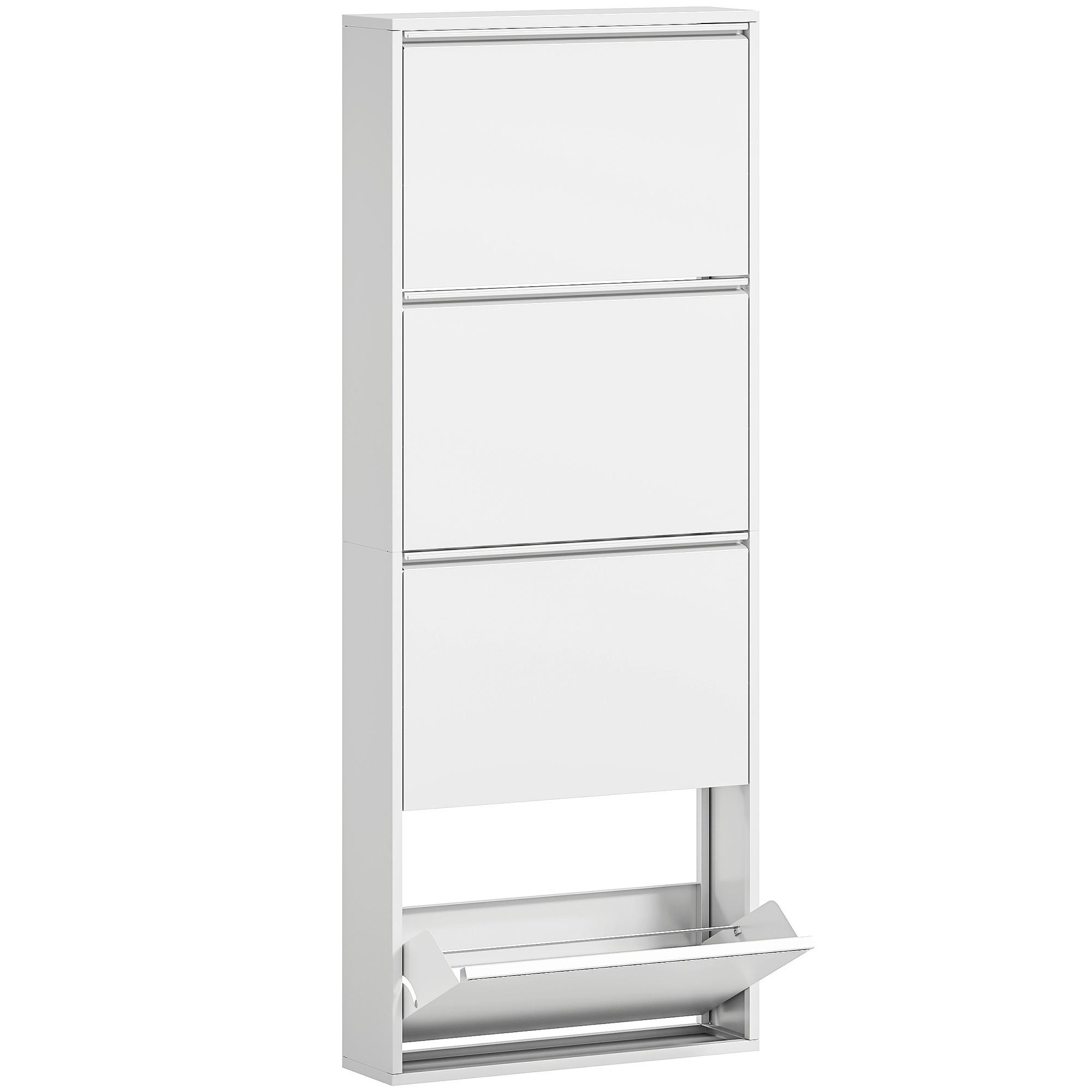 SCHUHSCHRANK Metall Weiß - Weiß, Metall (15/139/55cm) - HOMCOM
