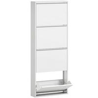 SCHUHSCHRANK Metall Weiß - Weiß, Metall (15/139/55cm) - HOMCOM