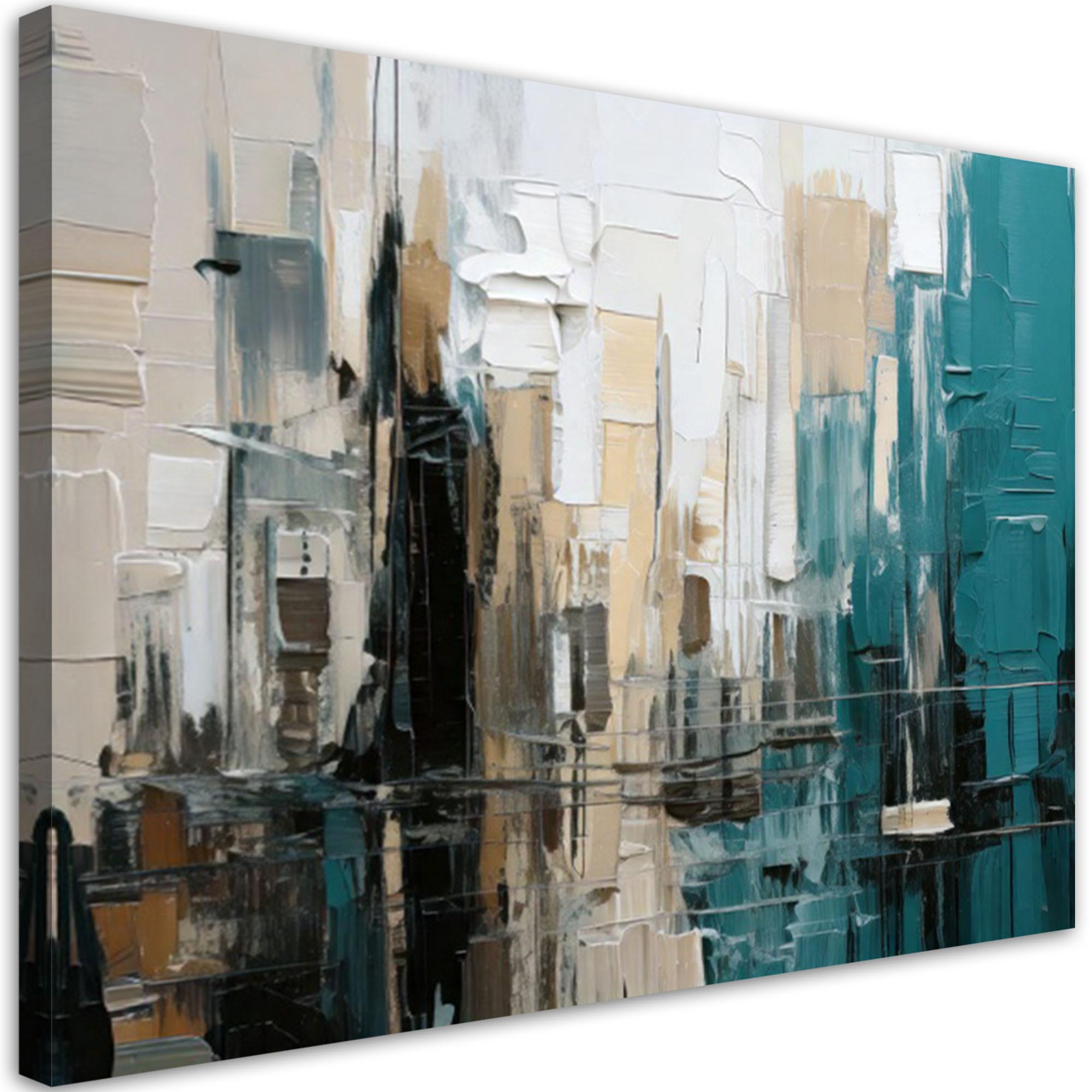 LEINWANDBILD Abstraktion 120x80cm - Türkis, Textil (120/80cm) - Feeby