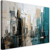LEINWANDBILD Abstraktion 120x80cm - Türkis, Textil (120/80cm) - Feeby