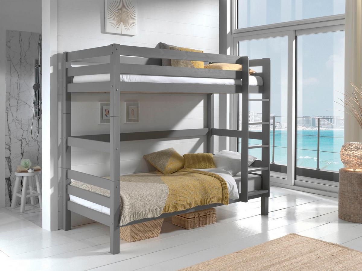 ETAGENBETT Karolina 210x182x105 aus Massivholz in grau - Grau, Holz (90/200cm) - 58aufmkessel