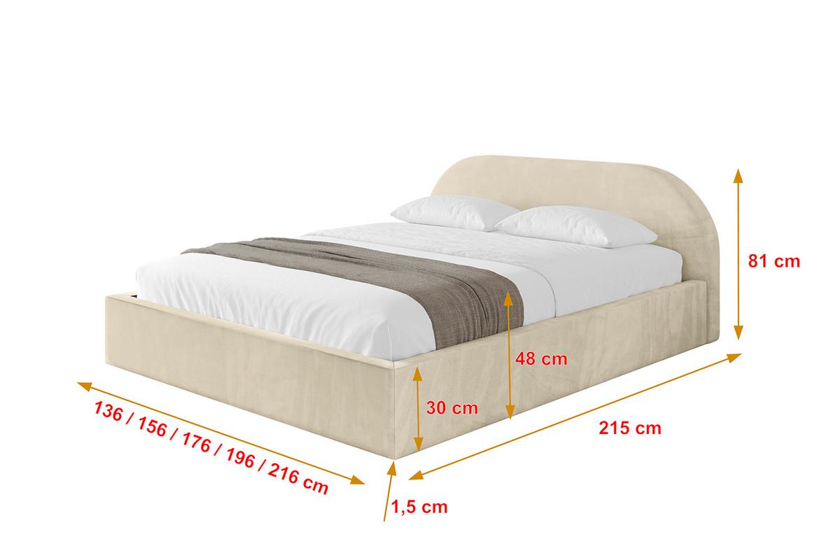 POLSTERBETT mit Bettkasten und Lattenrost, Boxbett ohne Matratze - TIVON-V1 180x200 Beige - Ecru, Holzwerkstoff/Textil (180/200cm) - ALTDECOR