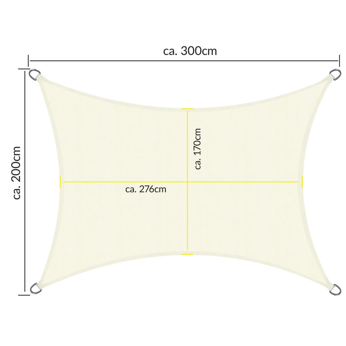 SONNENSEGEL SolVision PS9 200/300 cm rechteckig Creme PE - Creme, Kunststoff (300/200cm) - Sol Royal