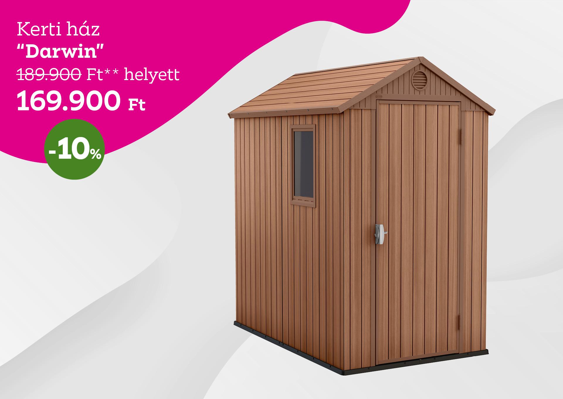 Kerti ház DARWIN 189900 Forint helyett 169900 Forint, kedvezmény mértéke 10%