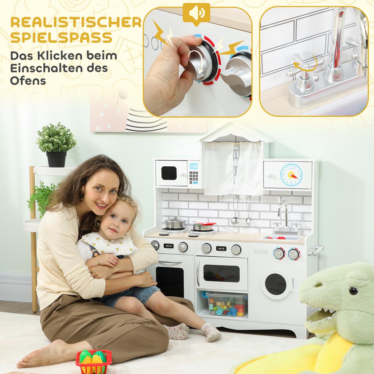 SPIELKÜCHE MDF Weiß - Weiß, Holzwerkstoff (24/79.5cm) - AIYAPLAY