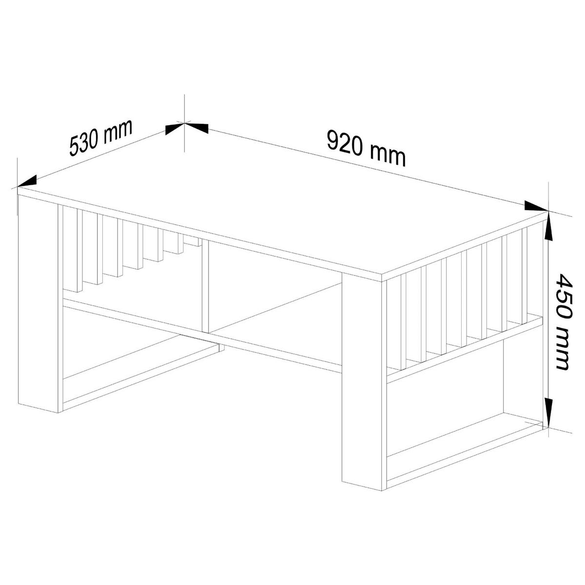 COUCHTISCH Rockford mit Stauraum - Weiß/Sonoma Eiche, Holzwerkstoff (53/92/45cm) - RAUMHIRSCH FURNITURE