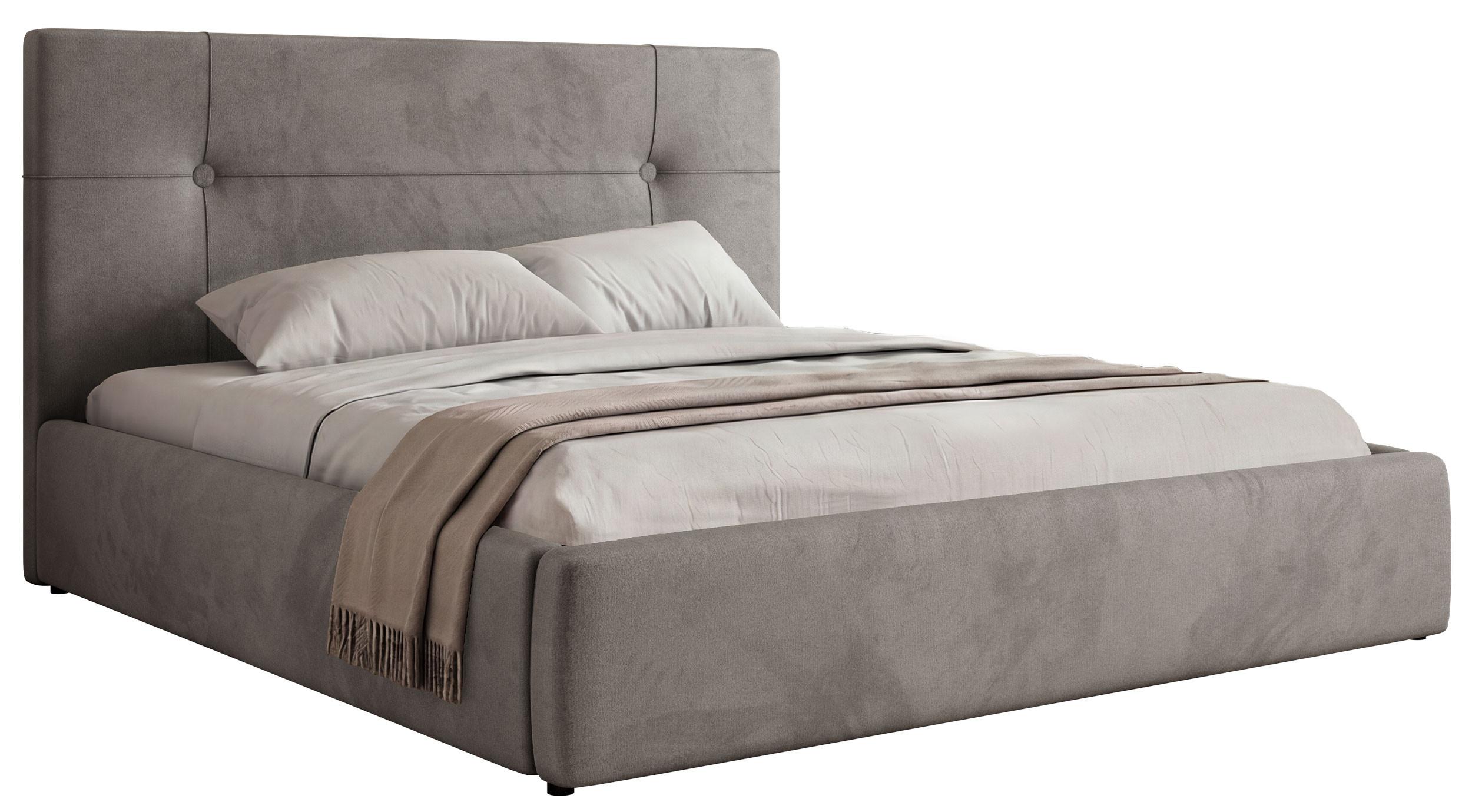 POLSTERBETT CALERIO CLASSIC 180/200 - Hellgrau Velvet - Matratze Pocket - Hellgrau/Schwarz, Kunststoff/Textil (180/200cm) - MKS