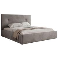 POLSTERBETT CALERIO CLASSIC 180/200 - Hellgrau Velvet - Matratze Pocket - Hellgrau/Schwarz, Kunststoff/Textil (180/200cm) - MKS