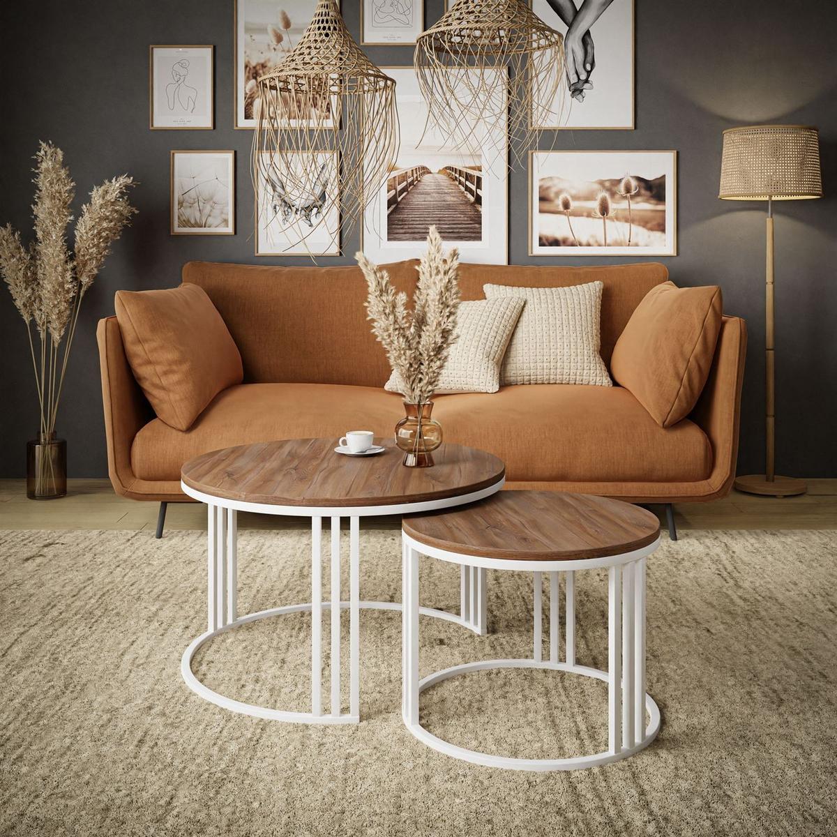 COUCHTISCH 2 in 1 LORI LOFT - Dunkelbraun/Weiß, Holzwerkstoff (70/70/48cm) - Lookway