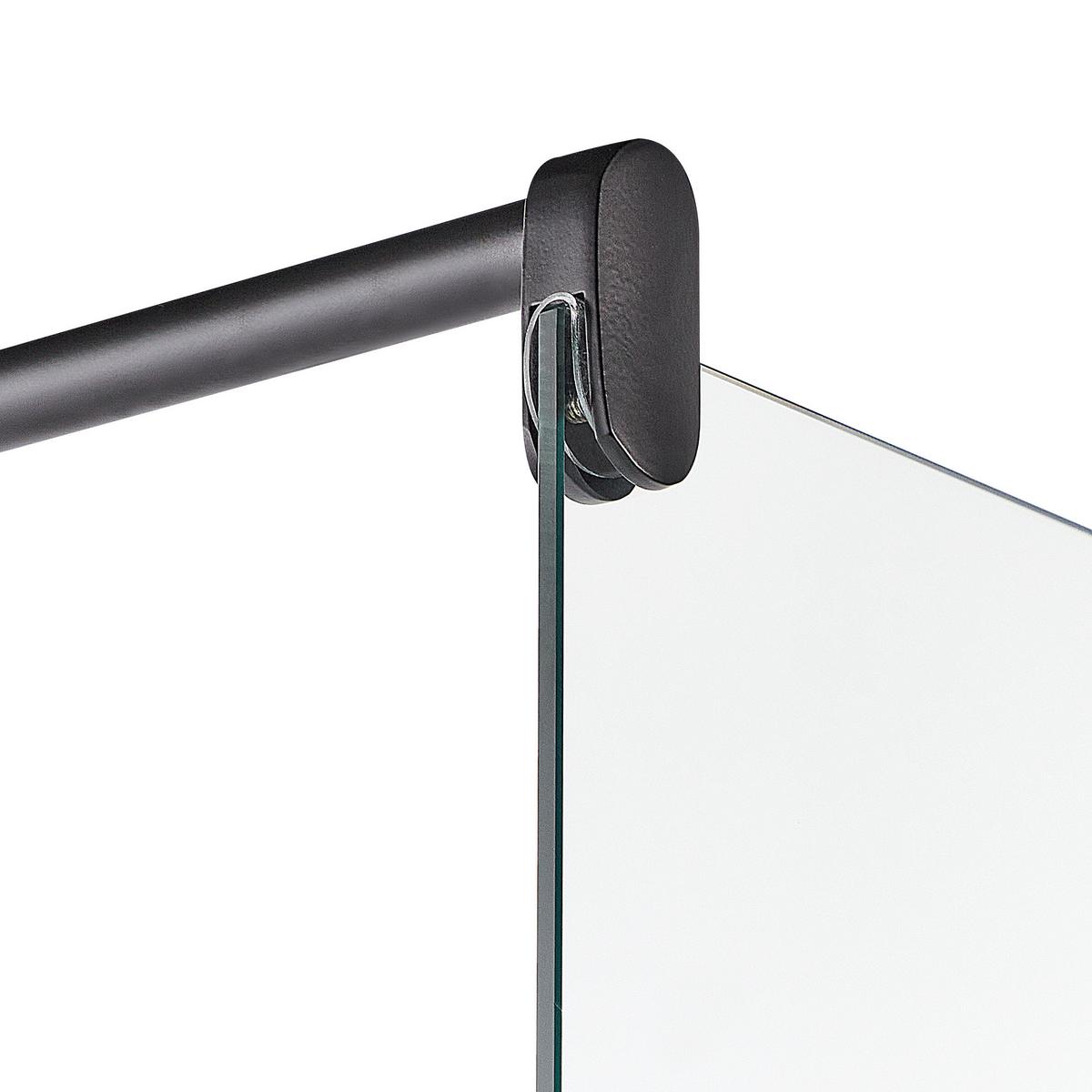 DUSCHWAND 100/190 cm Schwarz Ahaus - Transparent/Schwarz, Glas (100/190cm) - Beliani