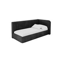 EINZELLBETT Jugendbett mit Bettkasten und Matratze H3/H4, Links - AURY 90x200 Schwarz - Schwarz, Holzwerkstoff/Textil (90/200cm) - ALTDECOR